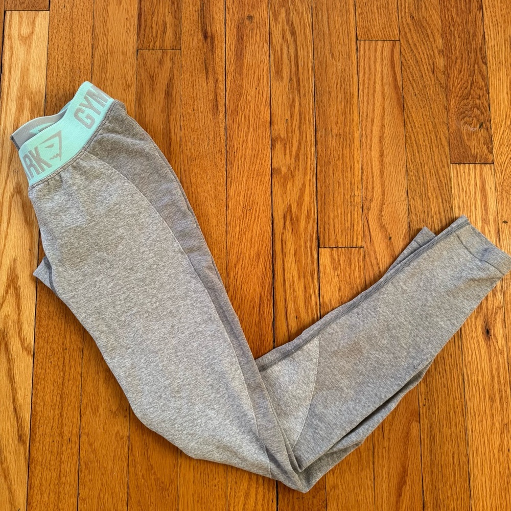 NWT GYMSHARK Flex Legging V3 - Light Grey Marl/Pale Turquoise - Extra Small